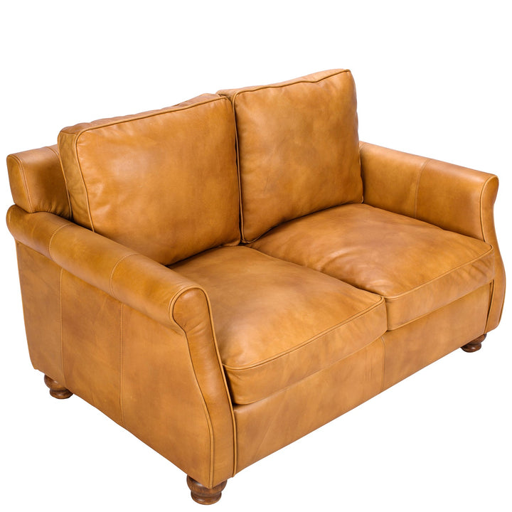 Vintage genuine leather 2 seater sofa barclay in still life.