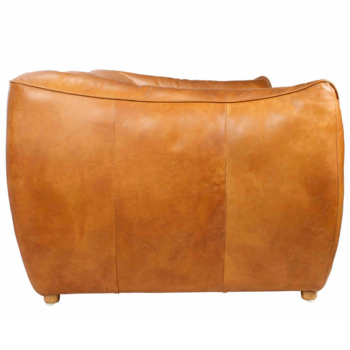 Vintage genuine leather 2 seater sofa beanbag in details.