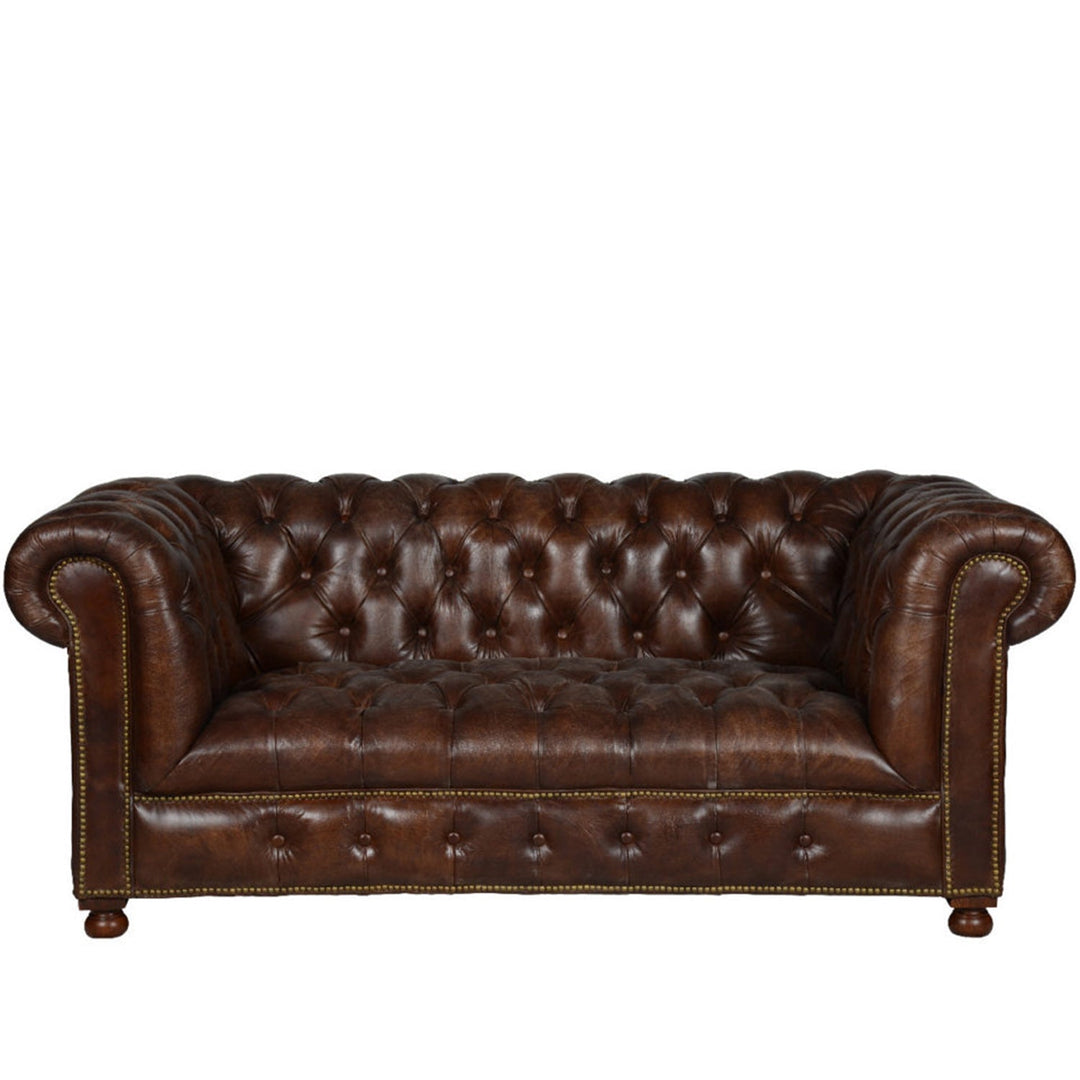 Vintage Genuine Leather 2 Seater Sofa CHESTERFIELD BUTTON