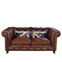 Vintage Genuine Leather 2 Seater Sofa CHESTERFIELD UNION JACK