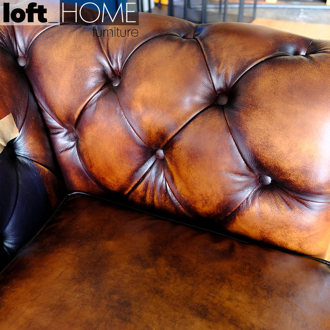 Vintage Genuine Leather 2 Seater Sofa CHESTERFIELD UNION JACK