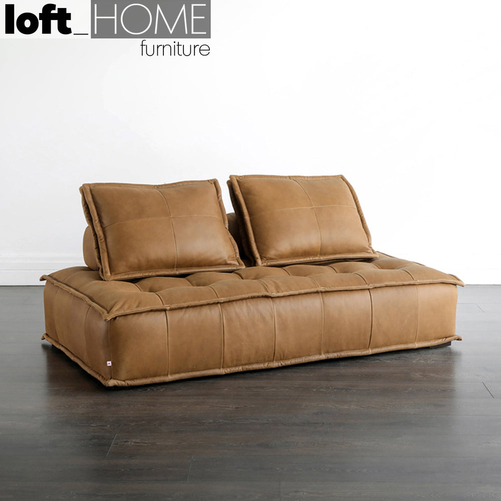Vintage genuine leather 2 seater sofa element double primary product view.