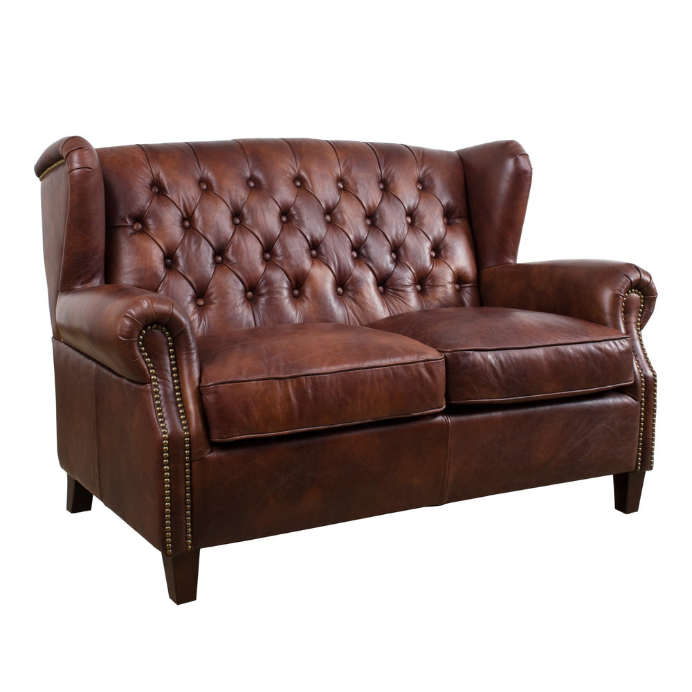 Vintage genuine leather 2 seater sofa franco primary product view.