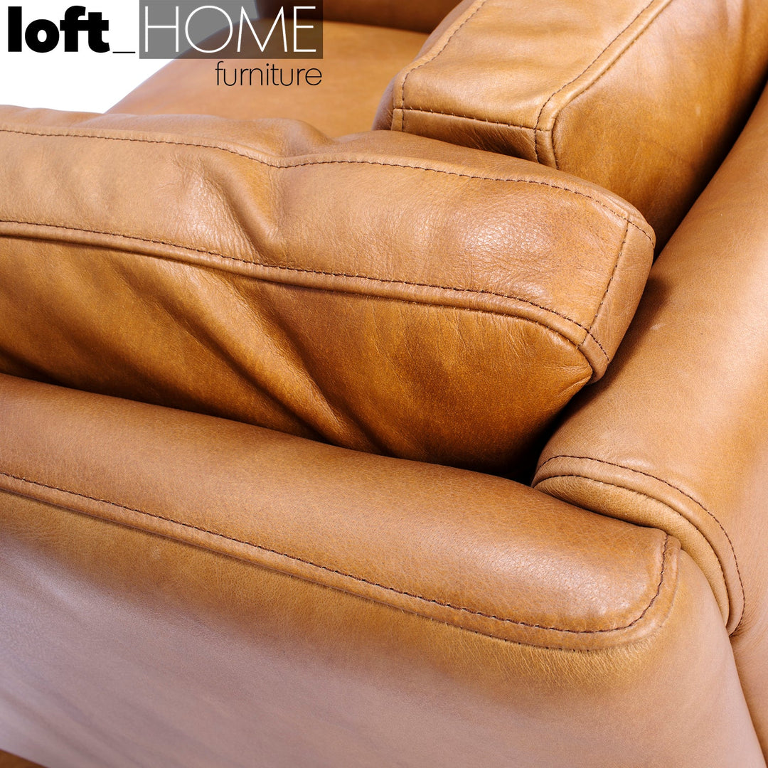 Vintage genuine leather 2 seater sofa reggio in details.