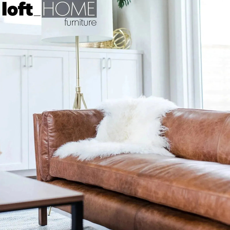 Vintage genuine leather 2 seater sofa reggio in real life style.