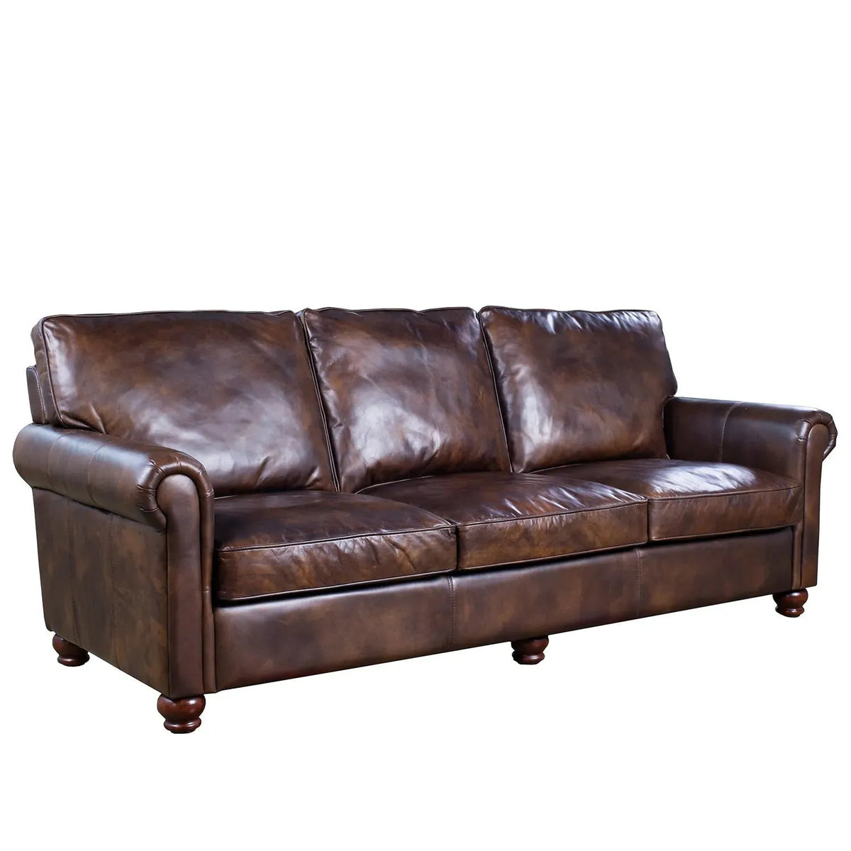 Vintage genuine leather 3 seater sofa antimas primary product view.