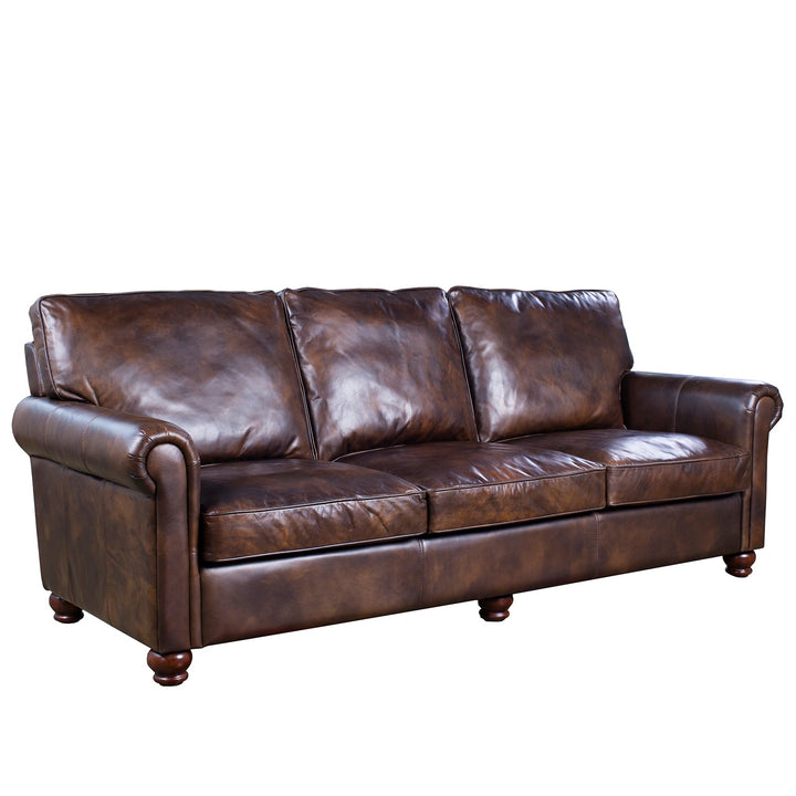 Vintage genuine leather 3 seater sofa antimas primary product view.