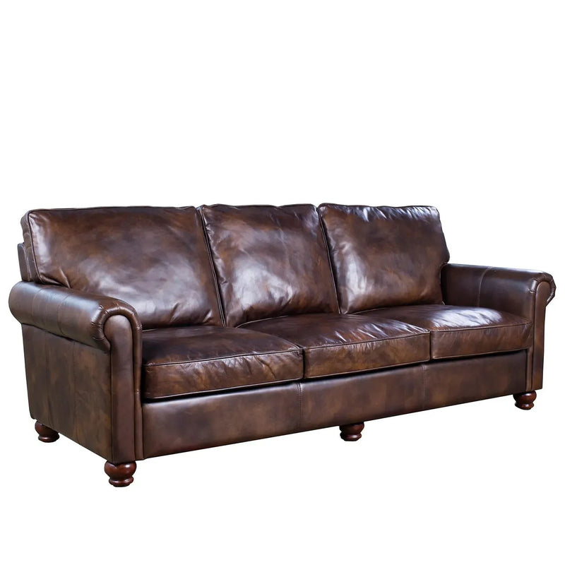 Vintage genuine leather 3 seater sofa antimas primary product view.