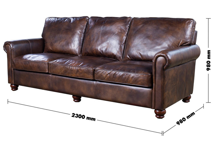 Vintage genuine leather 3 seater sofa antimas size charts.