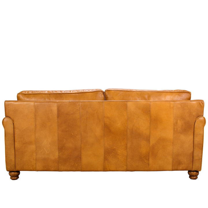 Vintage genuine leather 3 seater sofa barclay in still life.