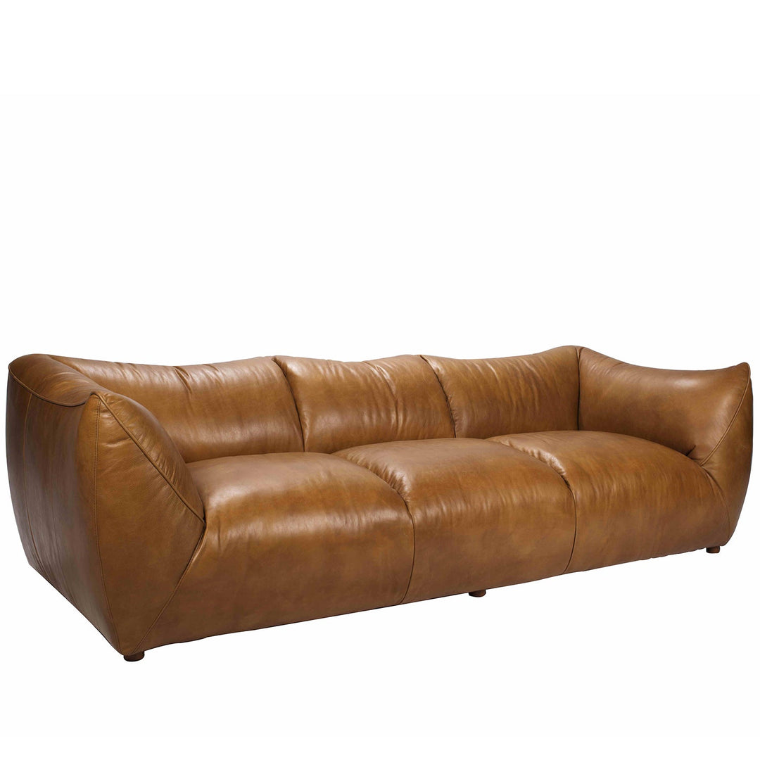 Vintage genuine leather 3 seater sofa beanbag environmental situation.