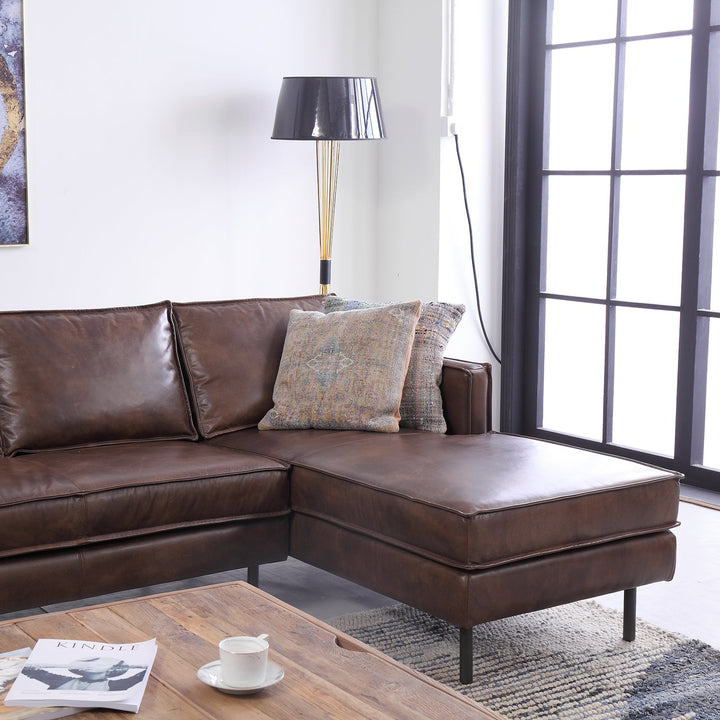 Vintage genuine leather 3 seater sofa belgian detail 1.