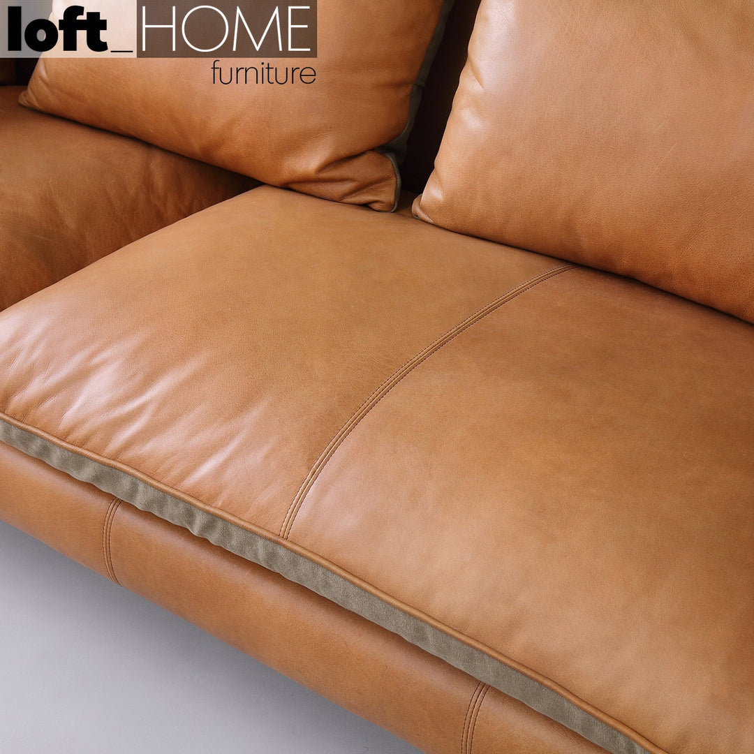 Vintage Genuine Leather 3 Seater Sofa CANVAS NUT