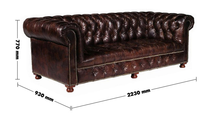 Vintage genuine leather 3 seater sofa chesterfield button size charts.