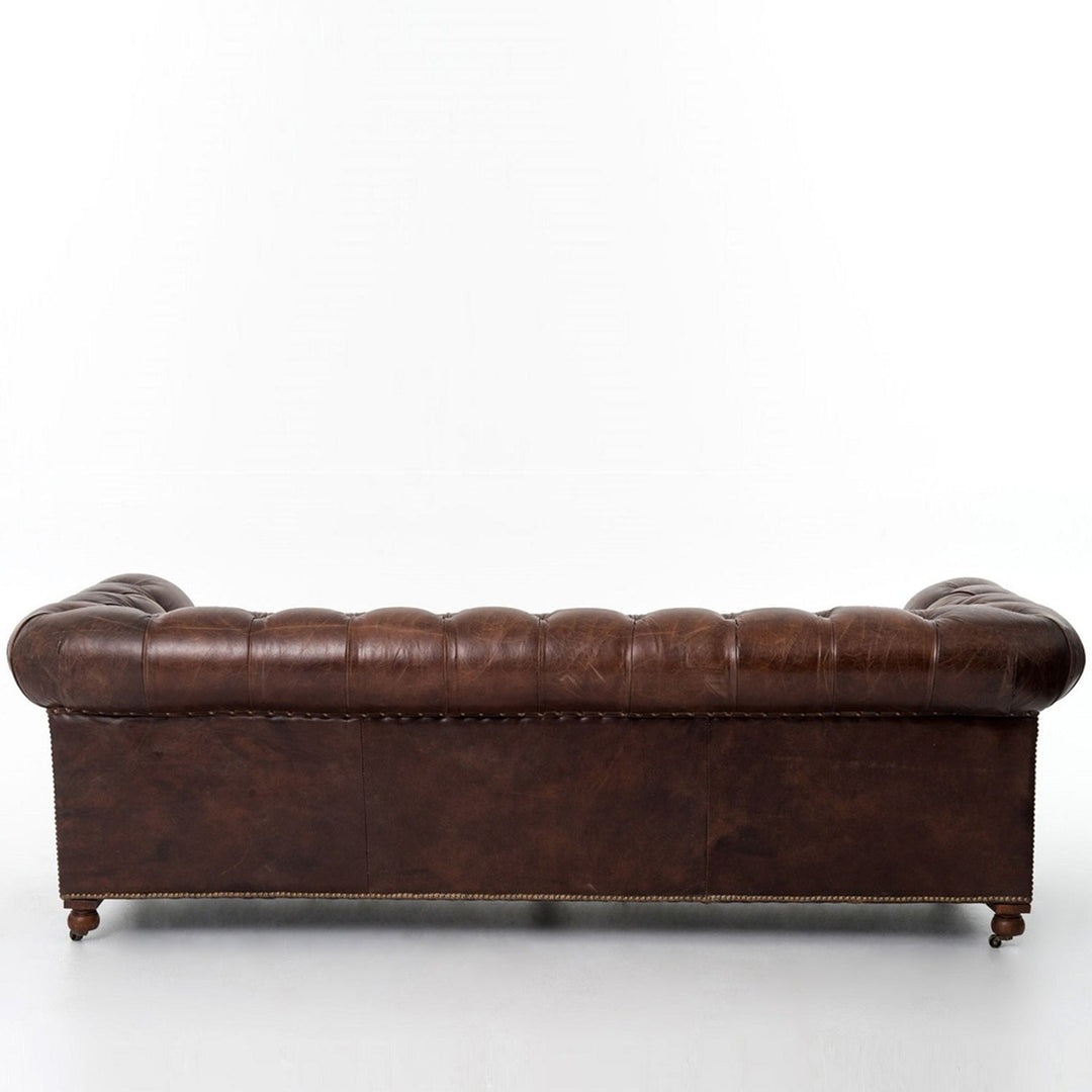 Vintage genuine leather 3 seater sofa chesterfield classic layered structure.
