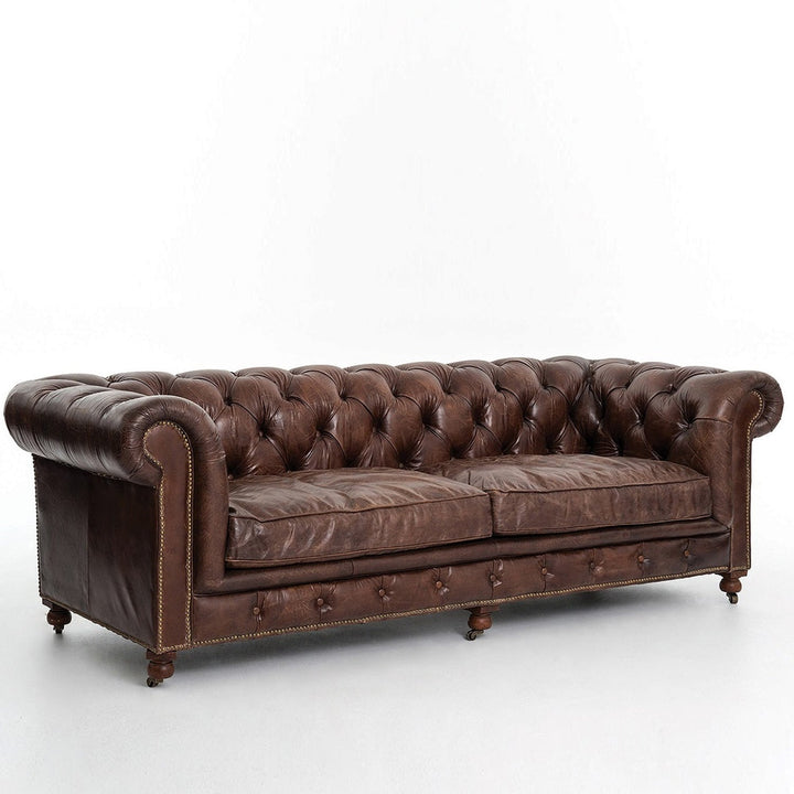 Vintage genuine leather 3 seater sofa chesterfield classic situational feels.