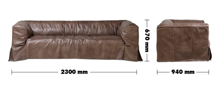 Vintage genuine leather 3 seater sofa eames size charts.