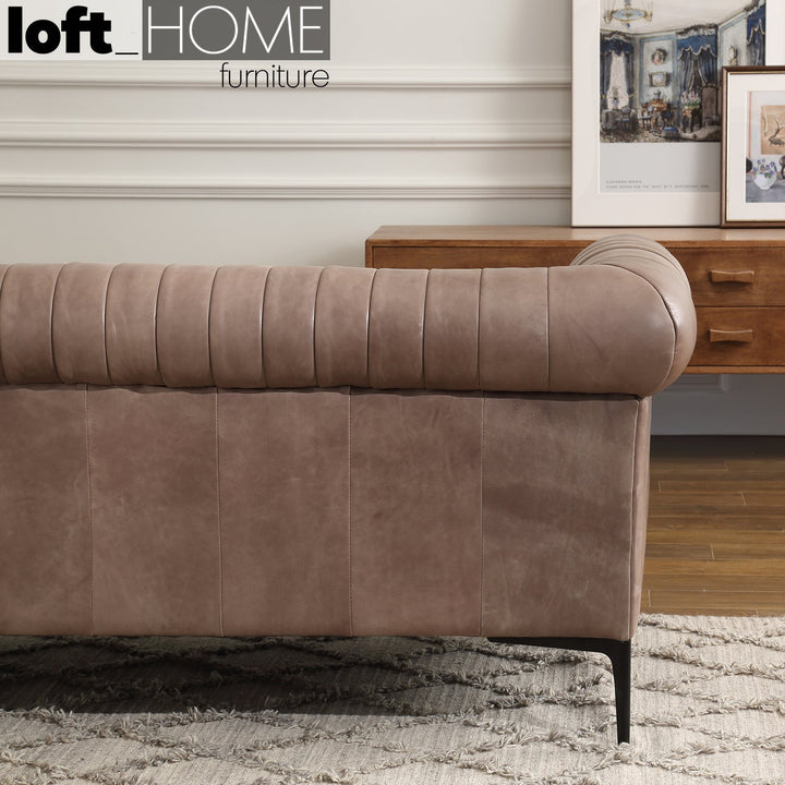 Vintage genuine leather 3 seater sofa elis conceptual design.