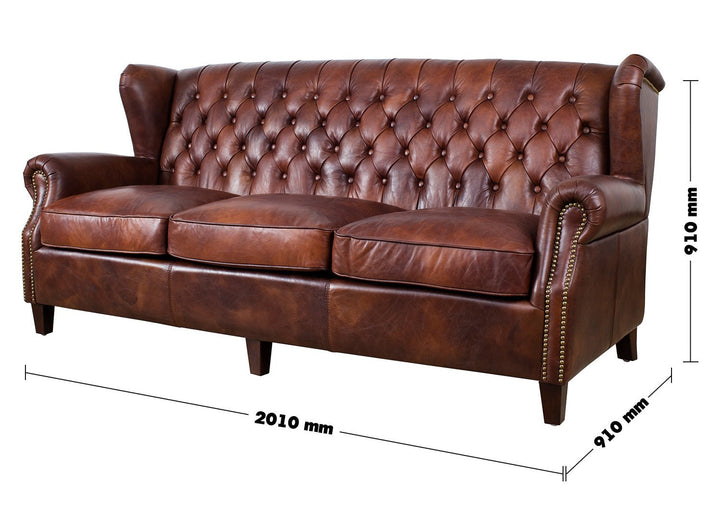 Vintage genuine leather 3 seater sofa franco size charts.