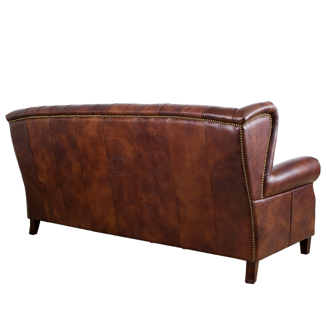 Vintage genuine leather 3 seater sofa franco in real life style.