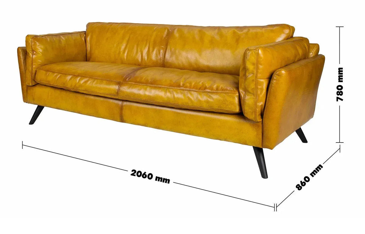 Vintage genuine leather 3 seater sofa magina size charts.
