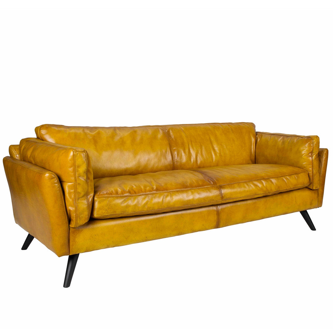 Vintage genuine leather 3 seater sofa magina layered structure.