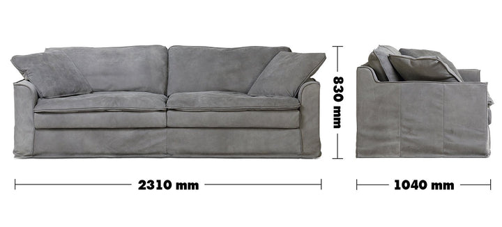 Vintage genuine leather 3 seater sofa marcell size charts.