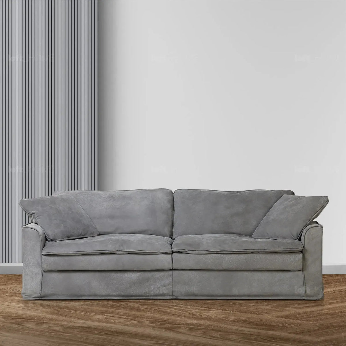 Vintage genuine leather 3 seater sofa marcell in real life style.