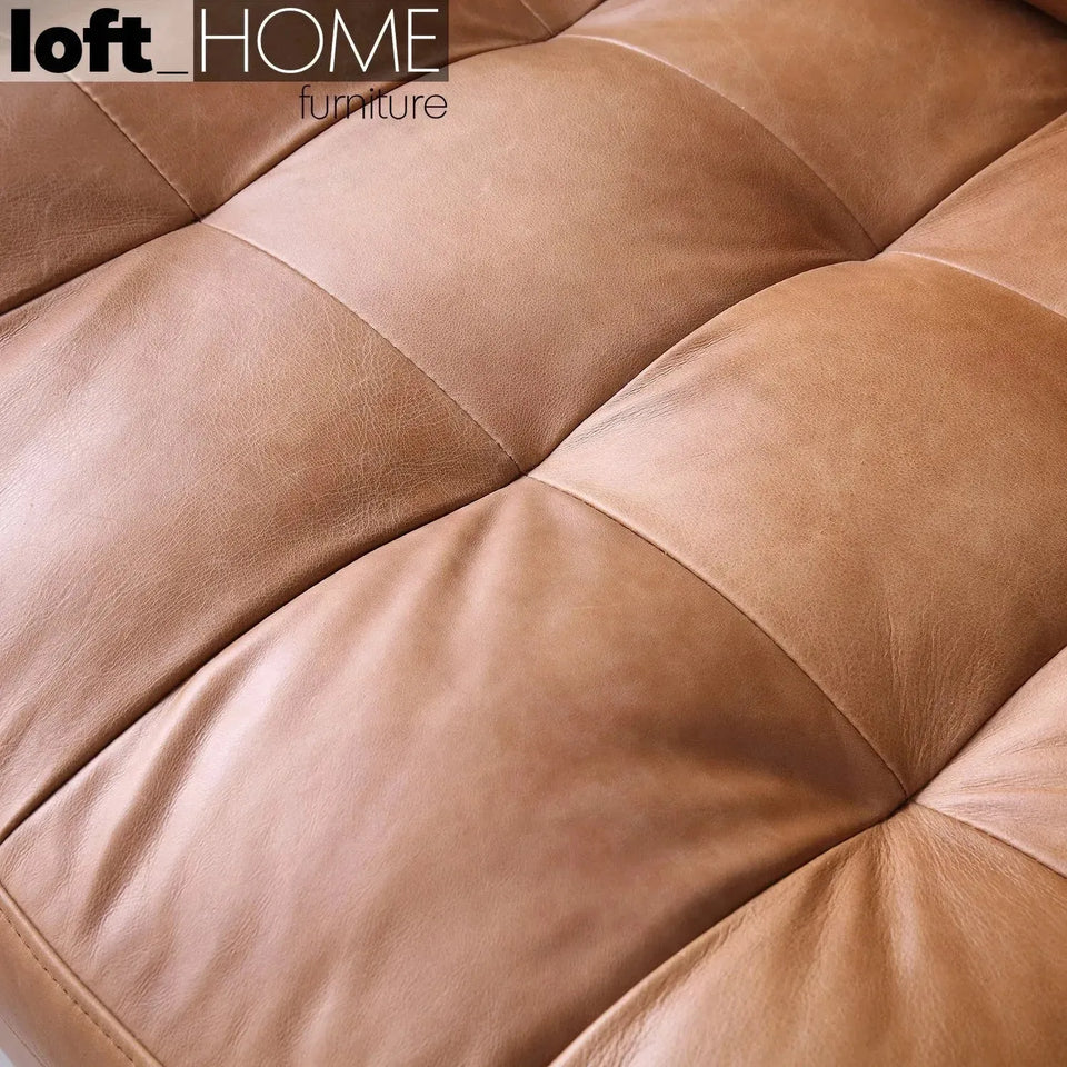 Vintage genuine leather 3 seater sofa olga in still life.