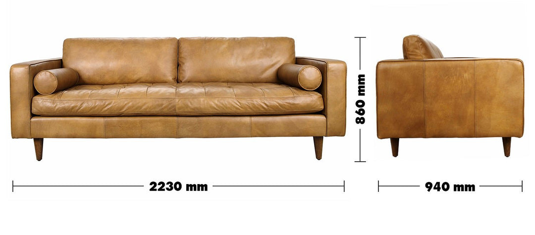 Vintage genuine leather 3 seater sofa olga size charts.