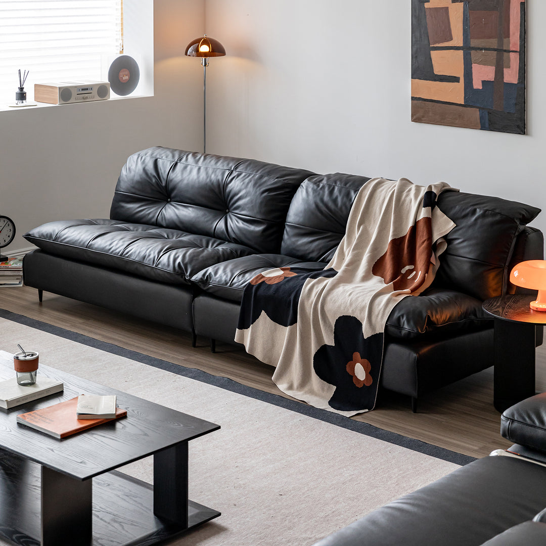 Vintage genuine leather 3 seater sofa riga primary product view.