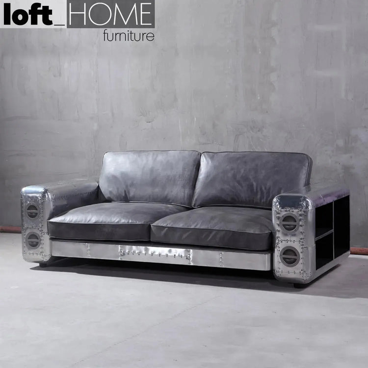 Industrial Genuine Leather 3 Seater Sofa SILVER AIRCRAFT Good to Know Preview-1