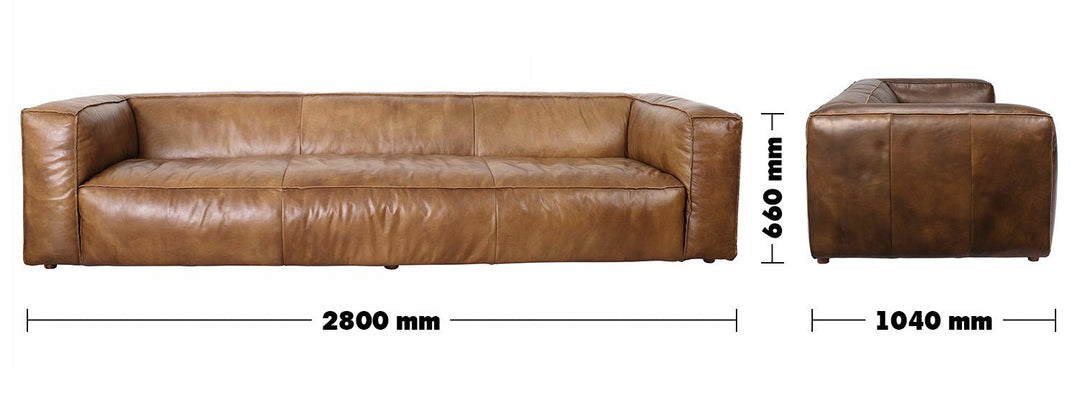 Vintage genuine leather 4 seater sofa antique master size charts.