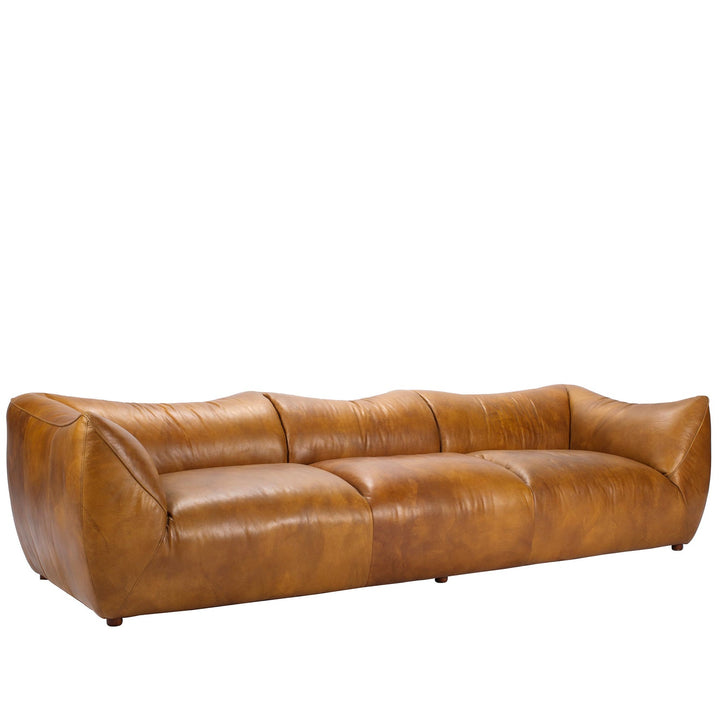 Vintage genuine leather 4 seater sofa beanbag with context.