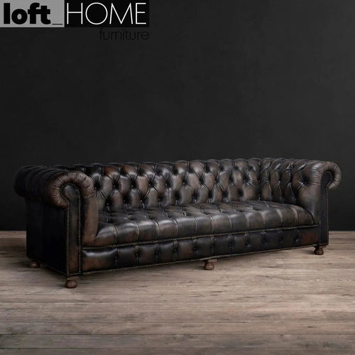 Vintage Genuine Leather 4 Seater Sofa CHESTERFIELD BUTTON Good to Know Preview-1