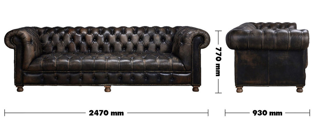 Vintage genuine leather 4 seater sofa chesterfield button size charts.