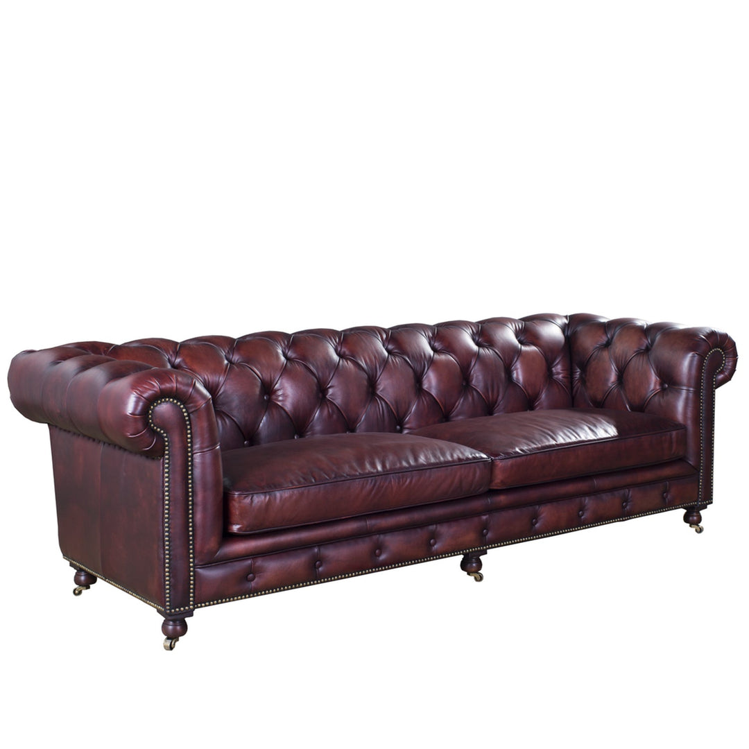 Vintage genuine leather 4 seater sofa chesterfield classic situational feels.