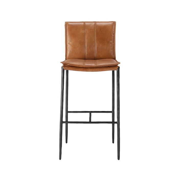 Vintage genuine leather bar chair lux in panoramic view.