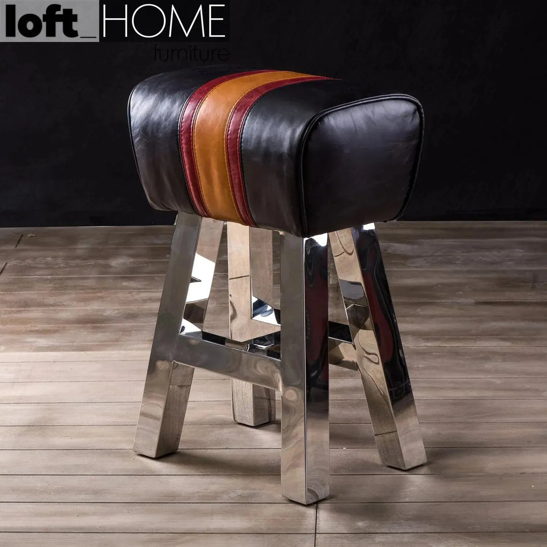 Vintage genuine leather bar stool chocolush primary product view.