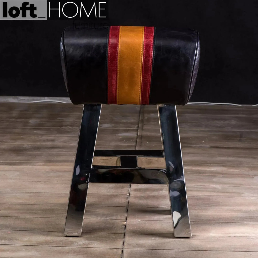 Vintage genuine leather bar stool chocolush in real life style.