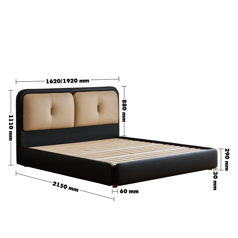 Vintage Genuine Leather Bed COVE Size Chart