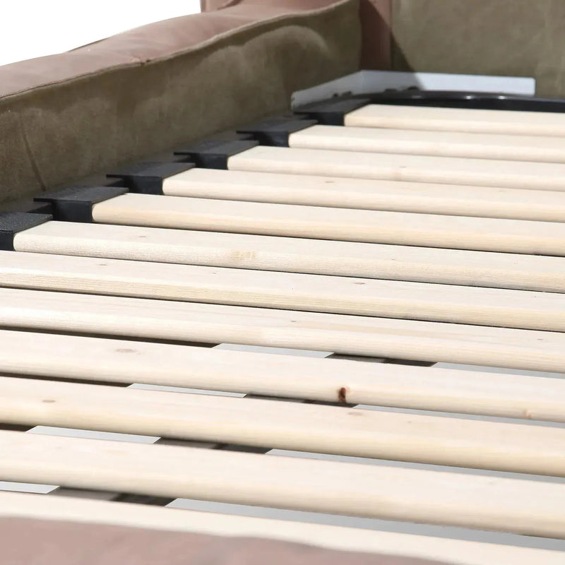 Vintage genuine leather bed frame antique master detail 2.