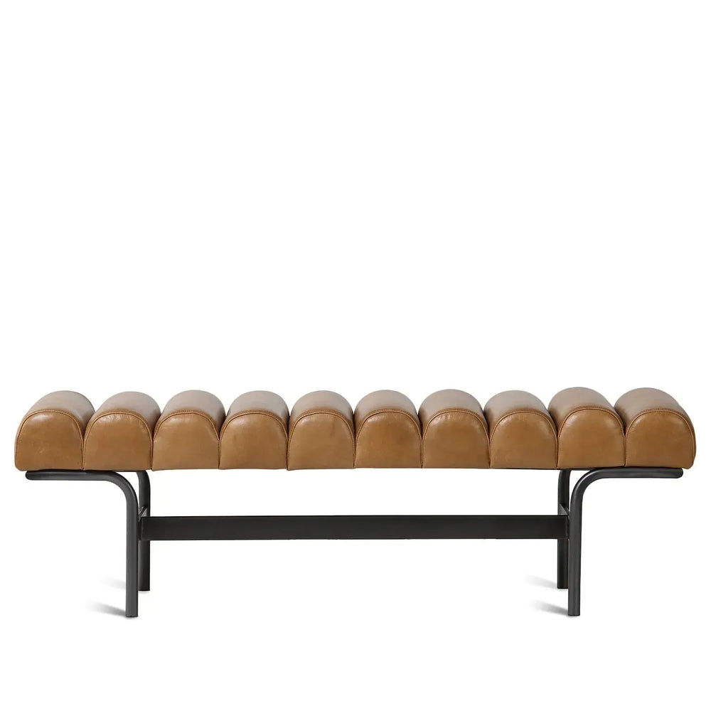 Vintage genuine leather bench norbel in white background.