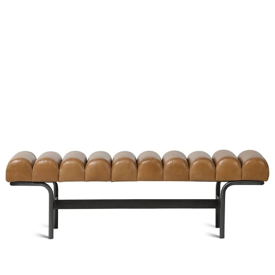 Bauhaus genuine leather bench norbel in white background.