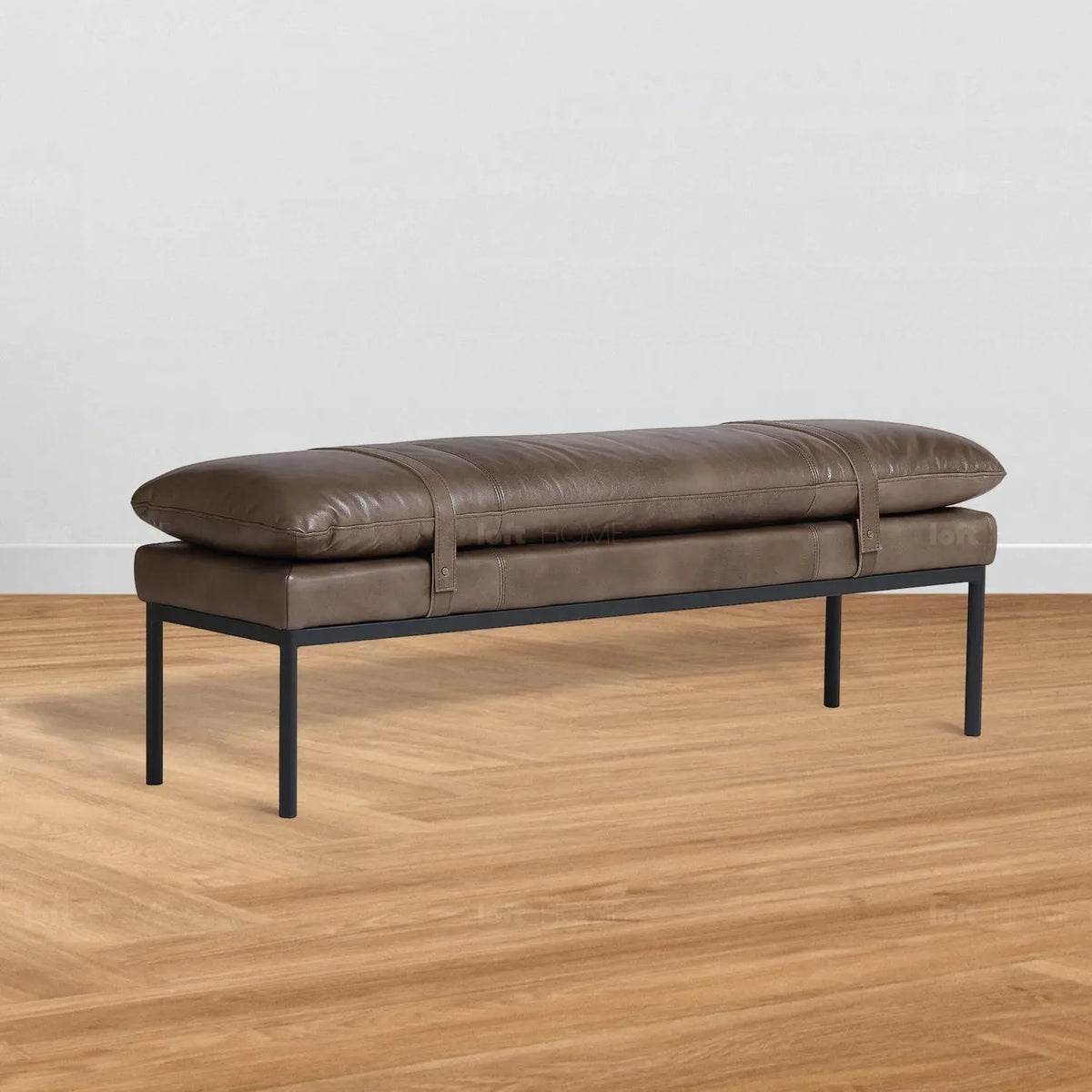 Vintage genuine leather bench treasure in real life style.