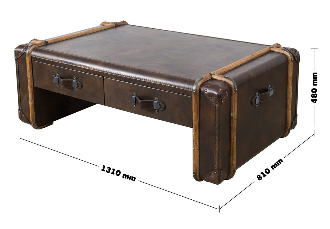 Vintage genuine leather coffee table richards' trunk size charts.