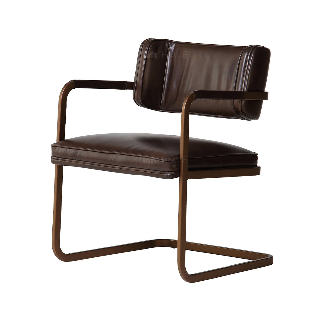 Vintage genuine leather dining chair herman in details.