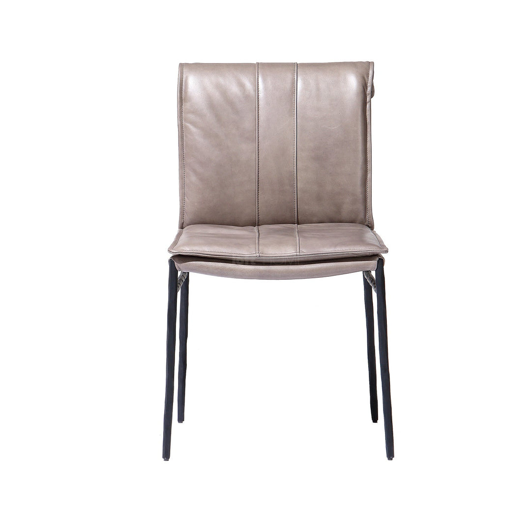 Vintage genuine leather dining chair lux with context.