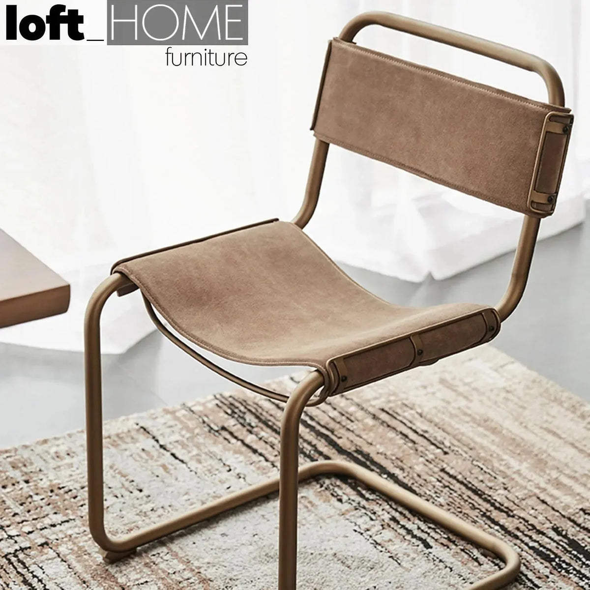 Industrial genuine leather dining chair nordic with context.