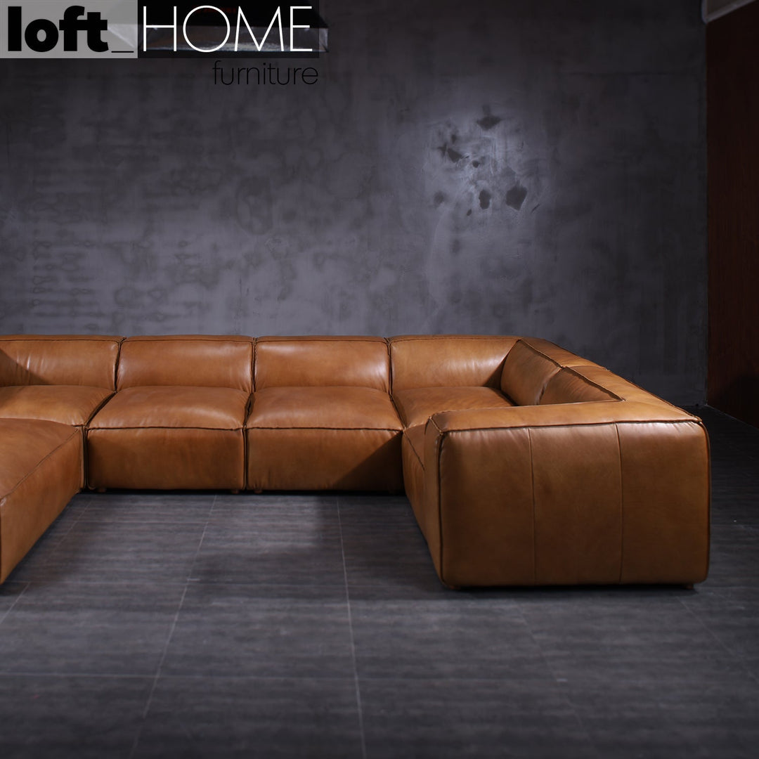 Vintage genuine leather l shape sectional sofa armbread 3+l detail 1.